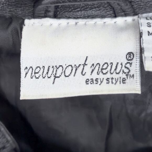 Newport News Women’s Leather Jacket L Retro Minimalist Genuine Black Button Down - Picture 6 of 8